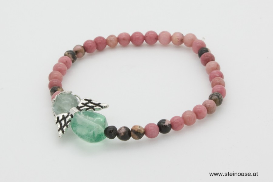 Armband Rhodonit & Engel Fluorit